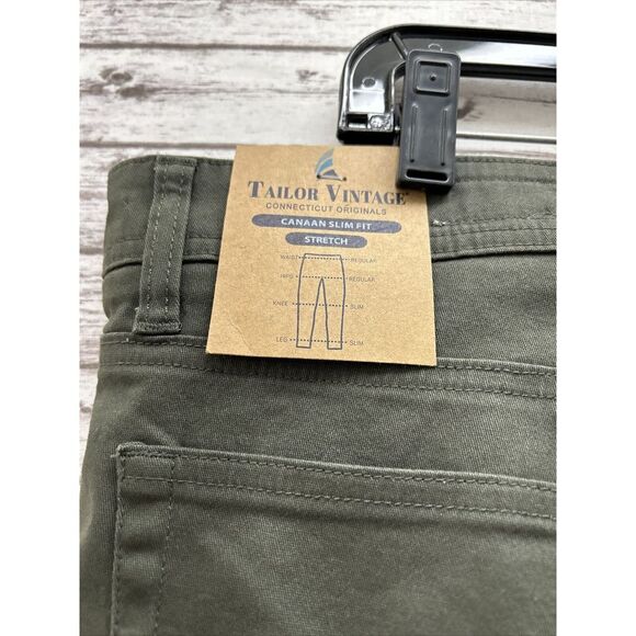 Tailor Vintage Performance Pants Men's 38X32 Army Green Canaan Slim Fit Stretch - Picture 6 of 11